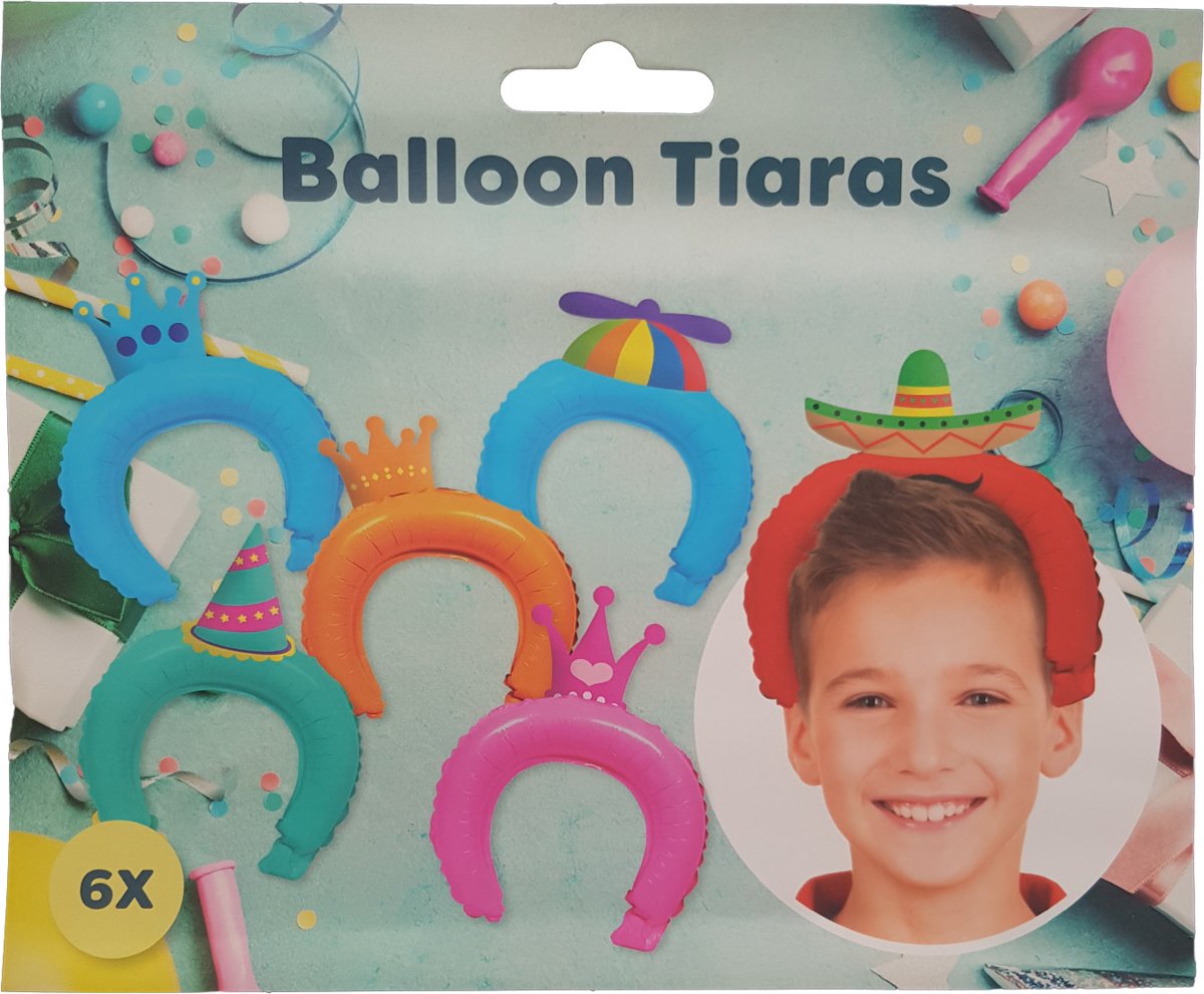 Ballon tiaras 6 stuks “Hoedjes”